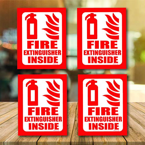 Fire Extinguisher Sign Self Adhesive Fire Extinguisher Sticker 4 Pack for Real Estate Compliance Signage