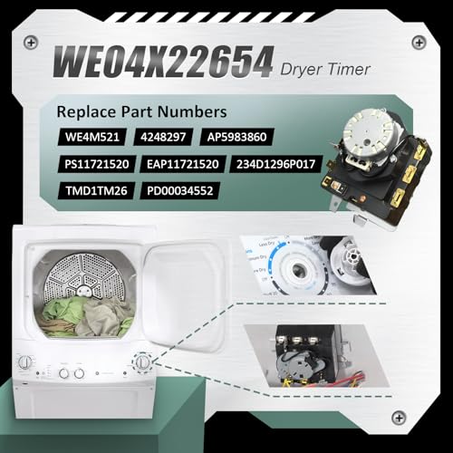 Image of Upgrade WE04X22654 Dryer Timer Compatible with GE Kenmore Dryer, Replaces WE4M521 4248297 AP5983860 PS11721520 EAP11721520 234D1296P017 TMD1TM26 PD00034552