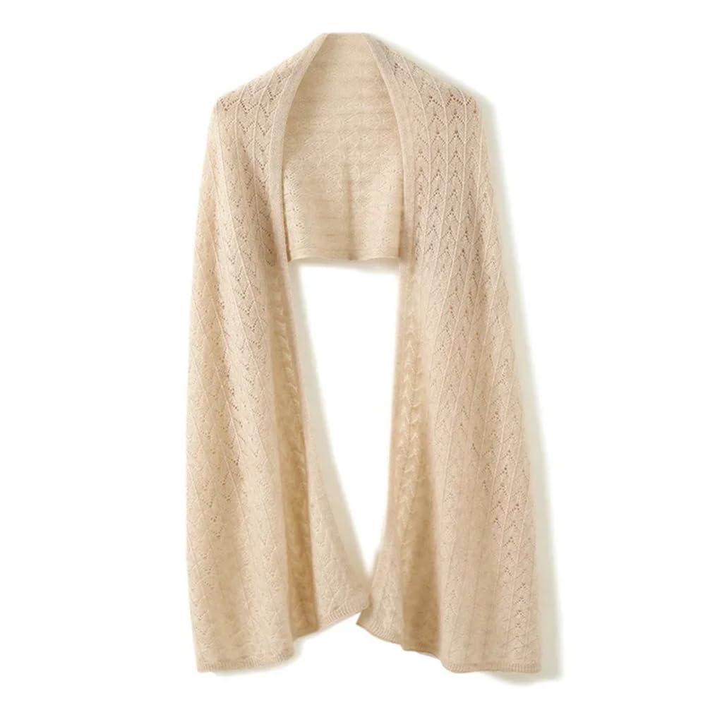Bufanda de cachemira de punto para mujer, cuello cálido, hombros huecos, color sólido