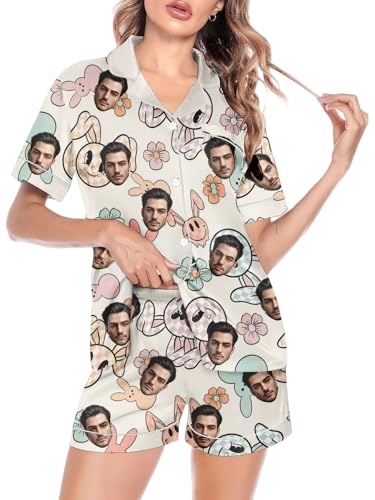 Personalized Easter Matching Pajamas For Couples Custom Face Funny Pajama Set2