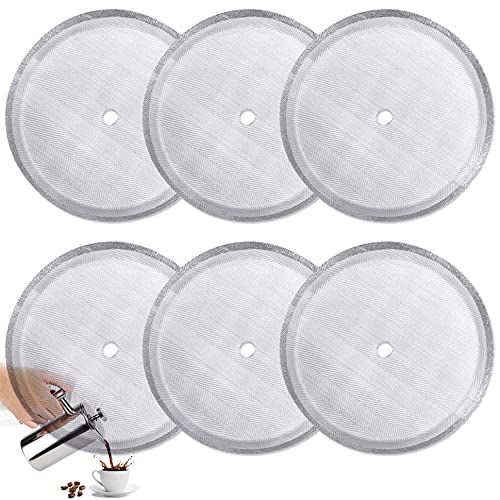 Meelio6 Pieces French Press Replacement Filters Mesh Filters Replacement, Stainless Steel French Press Replacement Screen for 34 oz / 1000 ml French Press Coffee Makers and Tea Machines