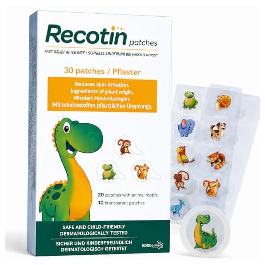 Novokill RECOTIN Mückenpflaster 30x - 100% natürliche Wirkstoffe - Für die Familie - Insektenstichheiler Pflaster gegen Stechmücken, Bienen, Mückenstiche, Kinderpflaster - Tiermotive und transparent