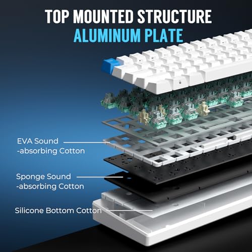 Image of RK ROYAL KLUDGE C61 Wired Mechanical Keyboard with Hot Swappable Magnetic Switch Wired 60% Gaming Keyboard Gasket Mounted RGB Backlit with 61 Keys PBT Keycaps, White Blue