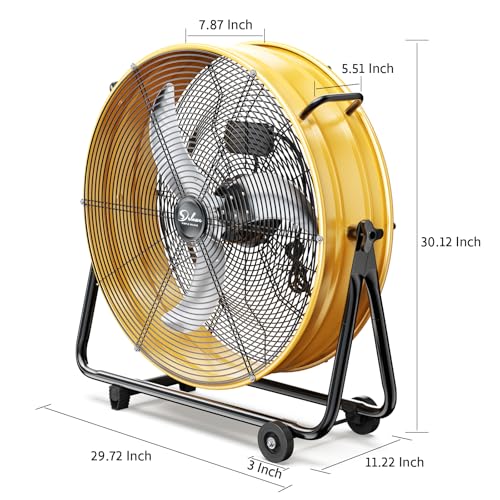 Simple Deluxe 24 Inch Heavy Duty Metal Industrial Drum Fan, 3 Speed Floor Fan for Warehouse, Workshop, Factory and Basement
