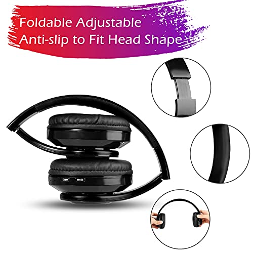 Sendowtek Cuffie Bluetooth Senza Fili Cuffie Wireless On-Ear con Microfono Stereo Pieghevoli e Ricarica Veloce Batteria Fino a 20 Ore per Phone PC Scuola (Nero) - Image 7