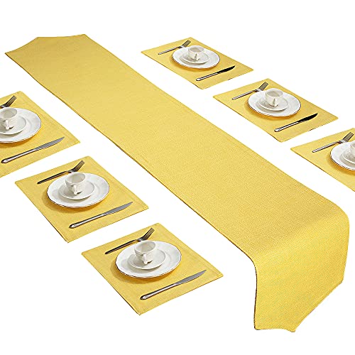 Dubulle yellow table runner and placemats set of 6 for kitchen di…
