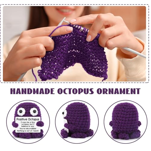 Calkkrer Gehäkelte Positive Qualle Kuscheltiere, Glücksbringer und Taschenumarmung, Emotionale Unterstützung Geschenk, Entspannungs- und Aufmunterungs Geschenk