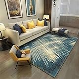 AU-OZNER alfombras Dormitorio Modernas Alfombra Azul, Alfombra Moderna Que gatea para bebés Que no se decoloran para la Sala de estaralfombra Grande,Azul,40x60cm