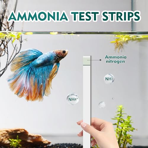 Image of Ammonia Test Strips for Fish Tank, 50ct Ammonia Aquarium Test Strips | Accurate Water Testing for Saltwater & Freshwater Aquariums & Ponds, Easy to Use Aquarium Water Test Kit