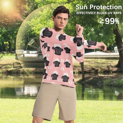 Mens UV Protection Shirts Rash Guard Long Sleeve UPF 50+ Baseball Hat Dog Quick Dry S4
