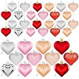 36Pcs Valentines Day Decor Heart Ornaments Classic Valentines Decorations Heart Shaped Baubles Hanging Ornaments for Valentine’s Day Christmas Tree Wedding Anniversary Party (Multicolor)