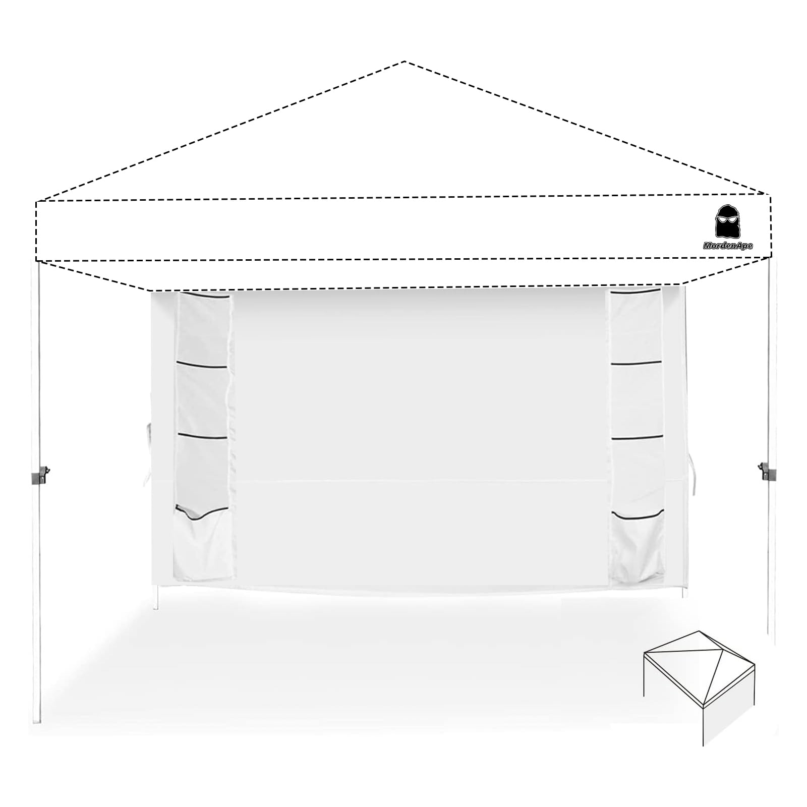 MordenApe Sunshade Sidewall with Storage Net Bag for 10x10 Pop Up Canopy, Instant Waterproof Straight Leg Canopy Storage F...
