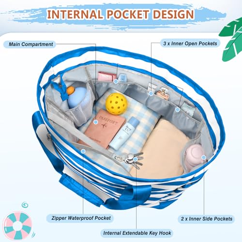 Image of Extra Large Beach Bags for Women Waterproof Sandproof Beach Tote Bag