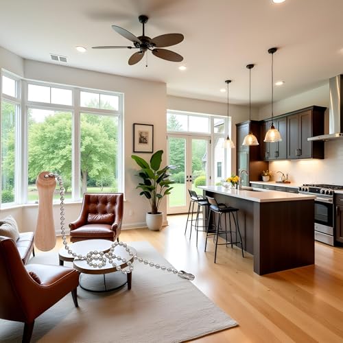 Image of 1pc Wood Color Simplicty Fashionable Ceiling Fan Pull Chains,Exquisite Wooden Pull Chain Extension for Ceiling Light Lamp Fan Chain Accessories