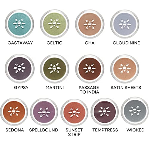 Honeybee Gardens Powdercolors - Clean Mineral Eye Shadow - Satin Sheets (The Palest Of Sparkly Peaches With Gold Highlights) | Versatile, Portable, & Skin-Friendly, 2G #TOP6
