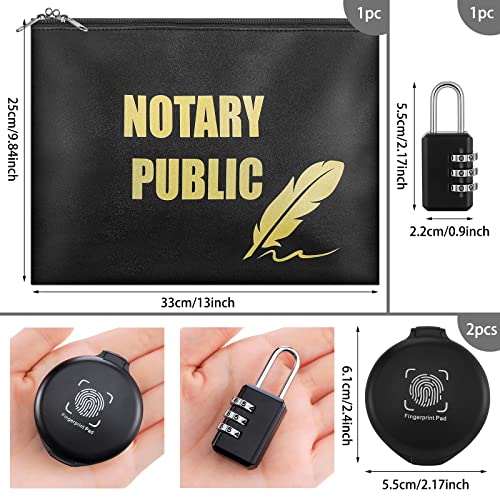 Notary Bag and Lock Fingerprint Ink Pad Kit Black Waterproof Notary Bag Notary Public Locking Bag Security Bag 2 Thumbprint Ink Pads Notary Supplies Kit Metal Combination Lock(4 Pack) by Junkin - Image 2