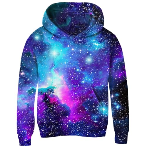 Image of Idgreatim Kids 3D Print Pullover Hoodies Warm Thick Hooded Sweatshirt with Packet for Boys Girls 5-16 Years