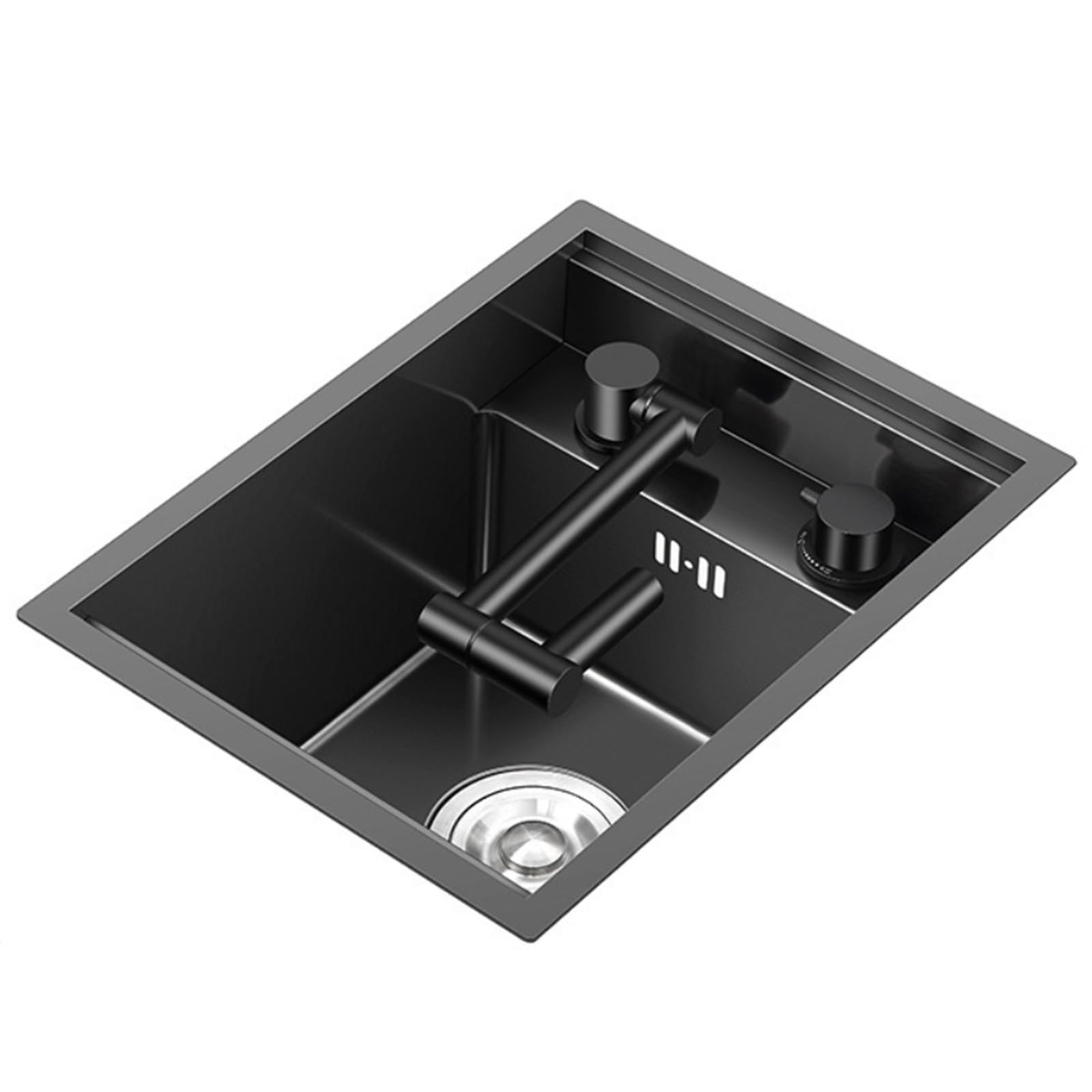 WIQUYBML Stainless Steel Mini Bar Sink with Folding Tap, Undermount Commercial for Coffee Station, Kitchen Island, Butler's Pantry - Space Saving