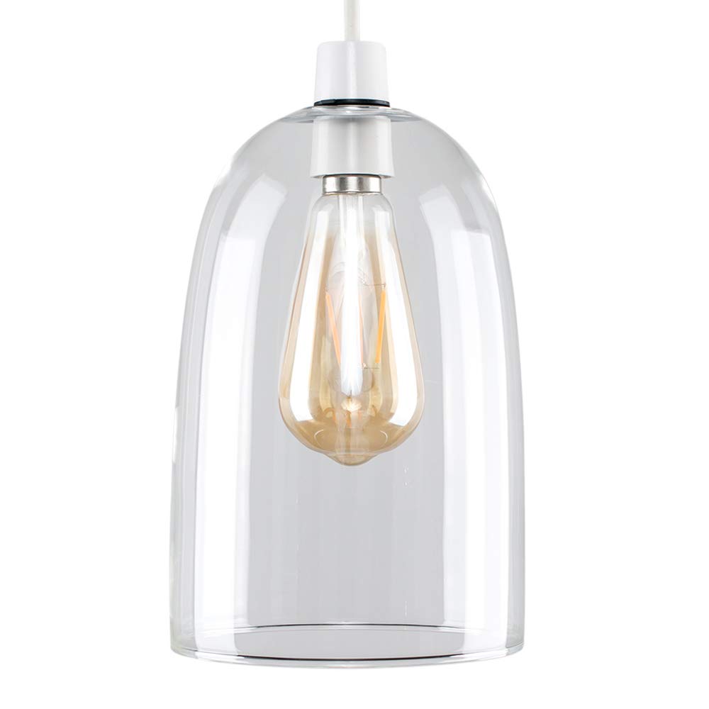 MiniSun | Modern Clear Dome Shaped Glass Ceiling Light Shade | Pendant Lights, Home Décor & Improvement Essential | Includes 4W LED Bulb [2700K Warm White] | 15cm Shade Width