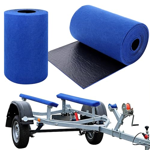 K-Musculo Boat Trailer Bunk Carpet - 9 W x 13L Trailer Bunk Carpets for Boat Felt Surface + PVC Backing Boat Bunk Carpet for Trailers Lift Runner Jet Ski Waterproof & Mildew Resistant (Blue)