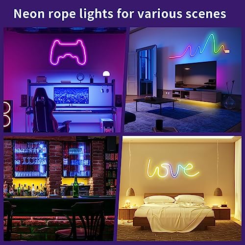 Ftoyin Led Neon Rope Light, 9.8Ft Flexible Rope Light With Music Sync, Diy Design Ip65 Waterproof Led Lights Bar With Remote And App Control Rgbic Strip For Living Room, Bed Room, Game Room Wall Decor #TOP5