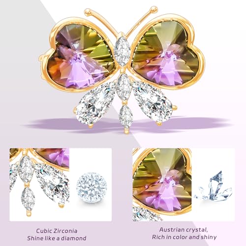 Image of Brooches For Women,14k Gold Plated Copper,Crystal Brooch,Love Brooch,Heart Brooches,Brooches Pin for Birthday, Christmas,Valentines, Wedding Parties, Anniversaries,Mother's Day