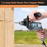 Towallmark 7.5-Amp Hammer Drill with Aluminum Alloy Housing, 1/2-Inch Corded Electric Hammer Drill with 3000RPM, Variable Speed, 15 Drill Bits with Toolbox for Home Improvement, DIY - Image 5