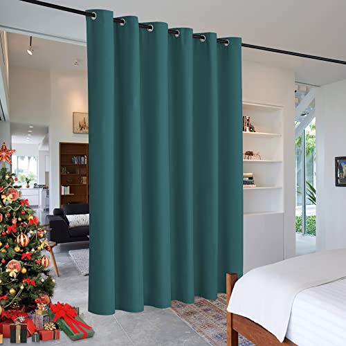 Image of RYB HOME Room Divider Curtains Thermal Insulated Room Darkening Privacy Panels Noise Reduce Home Partitions for Fitting Room Shortage Backdrop, 9 ft Tall x 10 ft Wide, Teal, 1 Panel