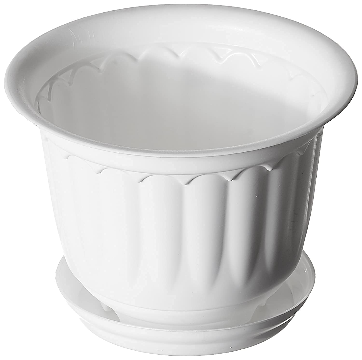 VINSHRA Plastic Flower Pot With Bottom Tray, White, 10 inch, 10 Pieces (B07ST32WCX) Amazon Price History, Amazon Price Tracker