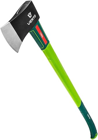 VERTO Hacha profesional 2500 g | Placa de culata: 1500 g | Longitud: 880 mm (35 pulgadas) | Vástago de vidrio hacha de madera hacha de madera hacha de hendidura hacha de mano verde | Para un