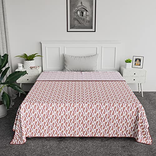 Image of Kuber Industries Blanket | Cotton Single Bed Dohar | Blanket for Home | Reversible AC Blanket for Travelling | Blanket for Summer | Blanket for Winters | Carry Print | Pink