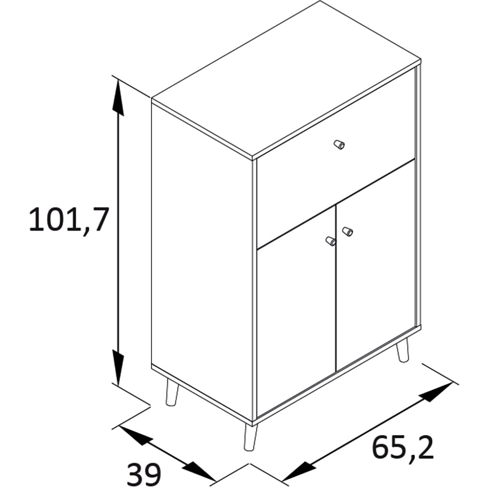 Lomadox Sekretär in weiß mit Knopfgriffen aus Massivholz, B/H/T: ca. 65,2/101,7/39 cm