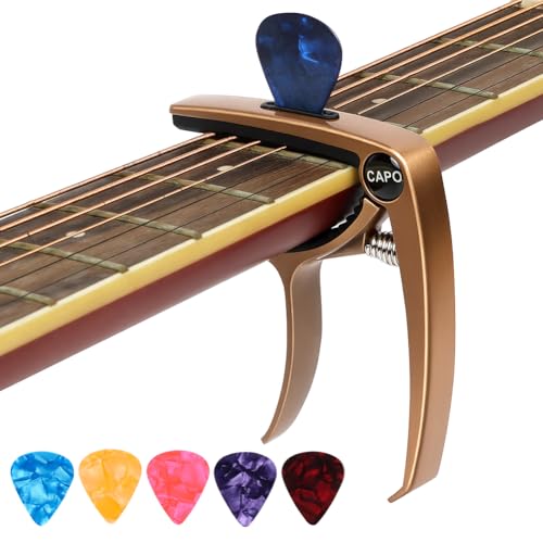 Aomig Capodastre Guitare, Capodastre Accordeur à Clipser Compatible avec 6 Mediator Guitare, Capo de Guitare Alliage pour Guitare Electrique, Acoustique...