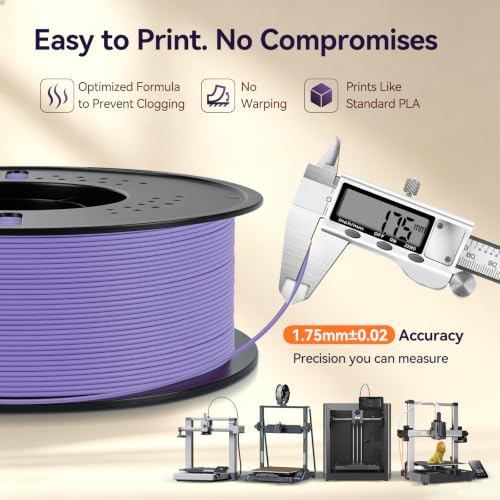 Image of Kingroon Matte PLA Filament 1.75mm 3D Printer Filament Matte Filament 1kg Dimensional Accuracy + /- 0.02 mm (Matte Purple)