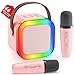 Karaoke Maschine Kinder, Geschenk für Mädchen 3-12 Jahre, Karaoke Kinder Spielzeug ab 3-12 Jahre Mädchen, Karaoke Maschine mit 2 Karaoke Mikrofon Kinder, Rosa