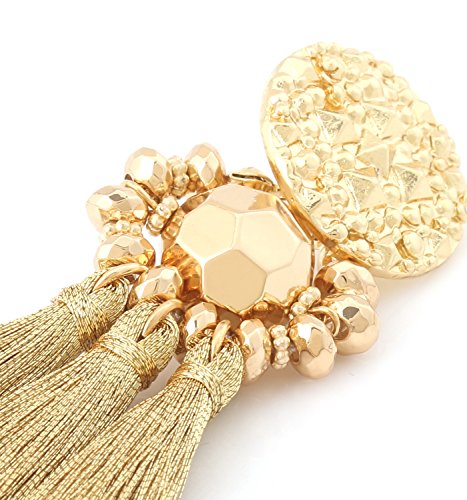 boderier Bohemian Statement Thread Tassel Chandelier Drop Dangle Earrings with Cassandra Button Stud4