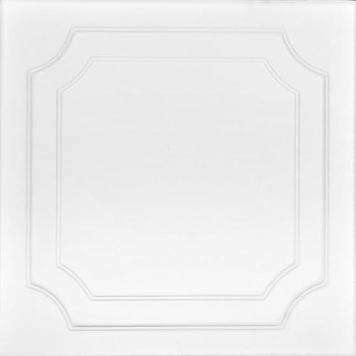 Miniatura 6 de A La Maison Ceilings R08 - Azulejos de techo de espuma prepintados Virginian (21.6 pies cuadradoscaja), paquete de 8, color blanco ultra puro