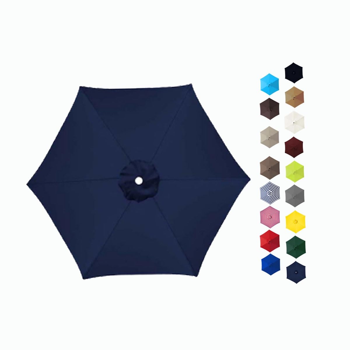 BEEGMA 6 Ribs/8 Ribs Replacement Parasol Canopy Cover 2.0/2.30/2.50/2.70/3.0m Umbrella Canopy Replacement Market Patio Umbrella Top Canopy UV30+ (Color : Navy blue, Size : 2.0m/6.5FT-6Ribs)