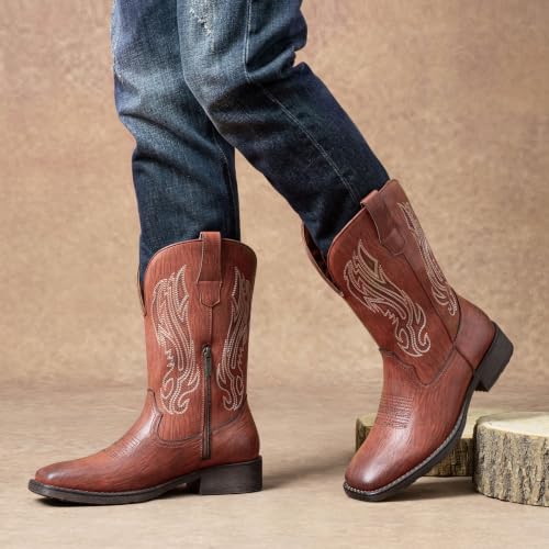 Image of Jousen Cowboy Boots for Men Square Toe Western Side Zipper