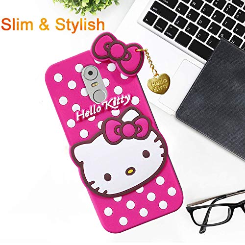 Image of Unirock Hello Kitty Back Case Cover for lenovo k6 note| 3D Cute Hello Kitty Case |Soft Silicone Rubber Back Cover with Pendant Kitty Cover for lenovo k6 note (Pink)