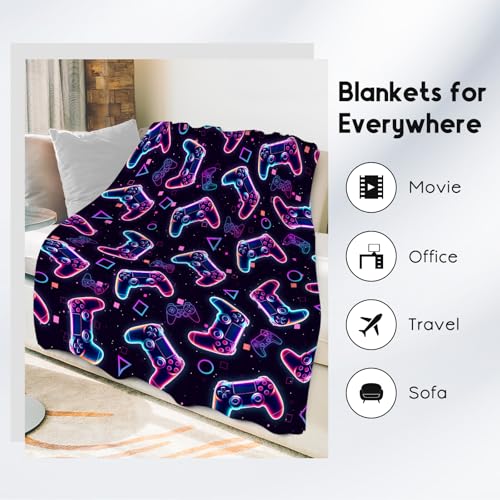 Gamer Blanket Gifts - Boys Blankets for Kids - 30x40 Inch Cozy Soft Cool Gaming Throw for Sofa