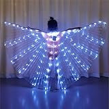 Kaskamo Girls LED Butterfly Wings Costume, Enchanting Kids' Belly Dancing Costume, Perfect for Magical Playtime and Performances for Christmas Halloween Party (White)