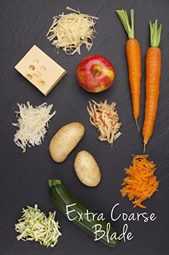 Foto von Microplane Küchenreibe Sehr Grob für Kartoffel, Zucchini, Karotte, Apfel, Kohl und Käse in Schwarz mit Edelstahlklingen - Made in USA