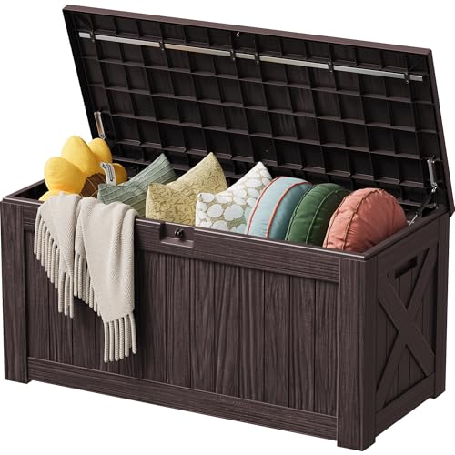 Image of Devoko 125 Gallon Outdoor Storage Box, Waterproof Resin Deck Box