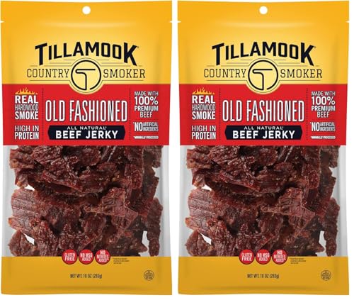 Image of Tillamook Country Smoker Real Hardwood Smoked Beef Jerky, Old Fashioned, 10 Ounce (Pack of 2)