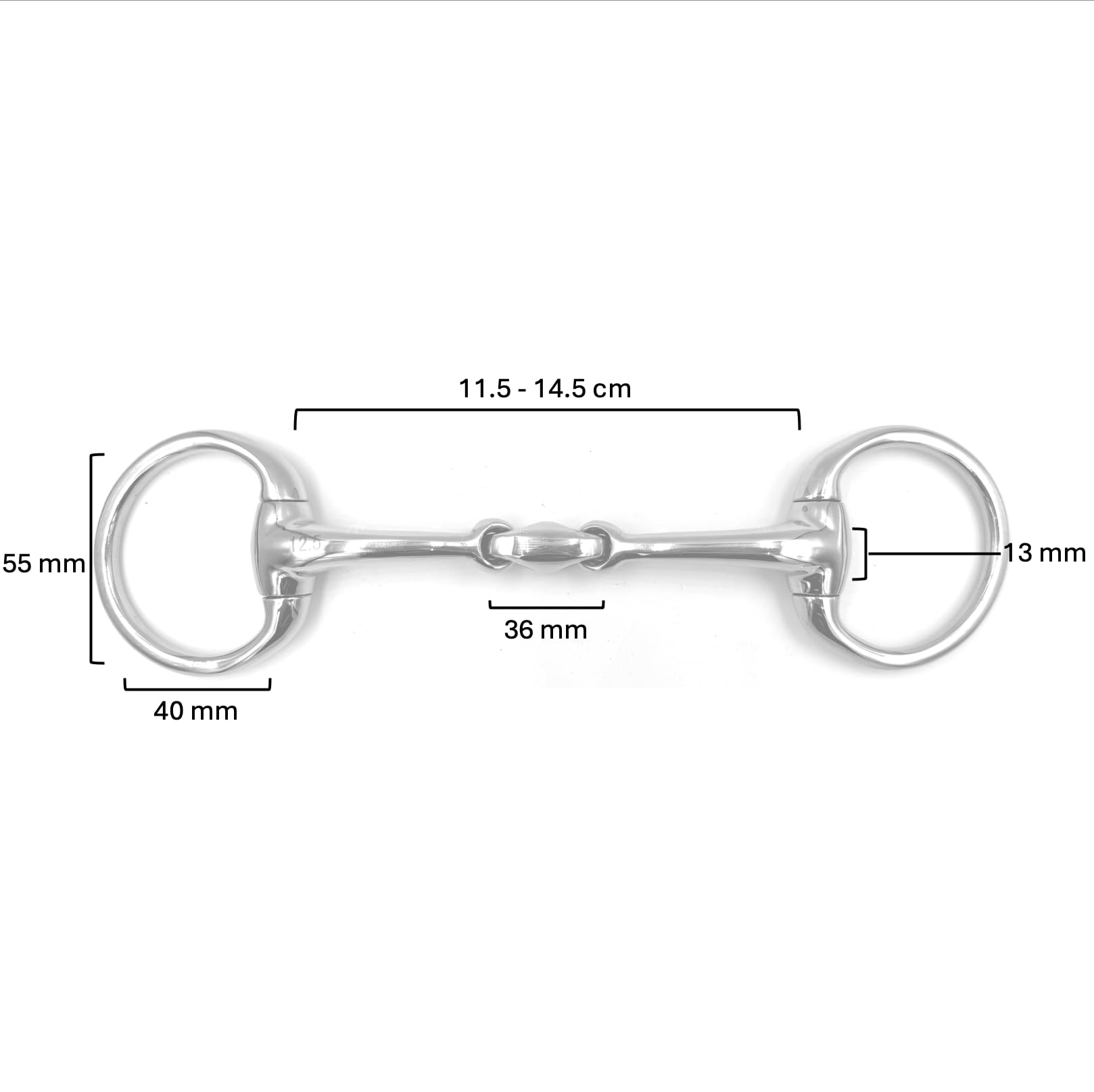 Gebiss ErgoBit Olivenkopfgebiss Olivenkopftrense Doppelt Gebrochen Edelstahl Ringdurchmesser 55 mm Gebissstärke 14 mm