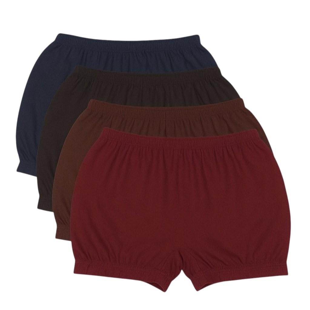 Cotton Bloomer Panty for Women, Pack of 4 Soft & Breathable Innerwear, Elastic Waistband, Ruffle Trim, Full Coverage Briefs, Multicolor Bloomer Shorts-image-12