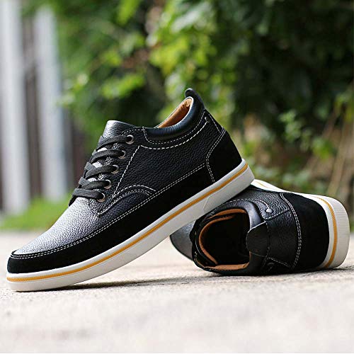 Men's Invisible Height Increasing Elevator 2.36 Inches Taller Shoes Leather Suede Stitching Lace-up Oxfords 5