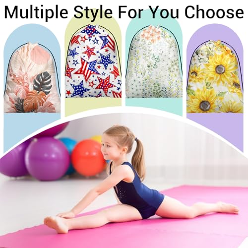 Image of USA Flag Stars Grip Bag for Gymnast Adjustable Gym String Storage Pouch Patriotic Small Bag