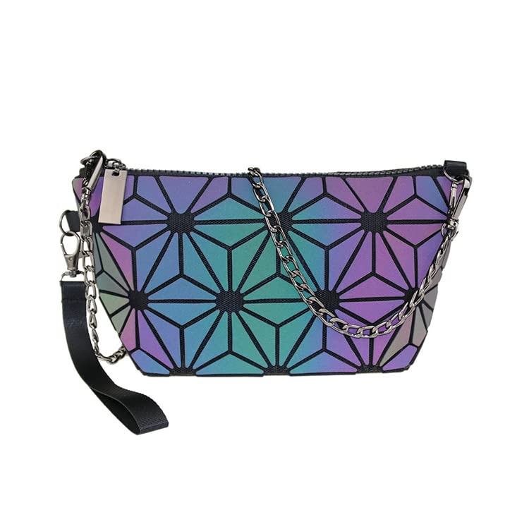Ready Shop go Luminous Geometric Purse crossbody bag for Women small Holographic - star pattern